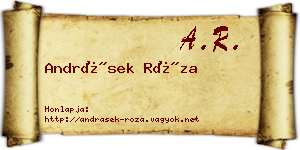 Andrásek Róza névjegykártya